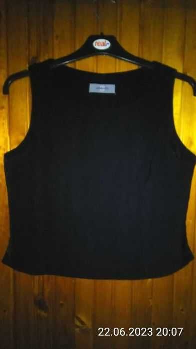 Amaranto: czarna bluzka bez rękawów 44