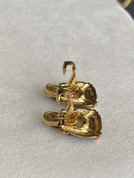 Вінтажні сережки-кліпси Avon 1980-х з синьою емаллю