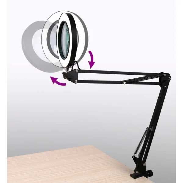 Лампа лупа светодиодная на усиленной струбцине