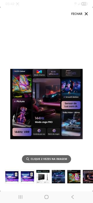 Smart TV QLed Hisense de 65 polegadas 144Hz