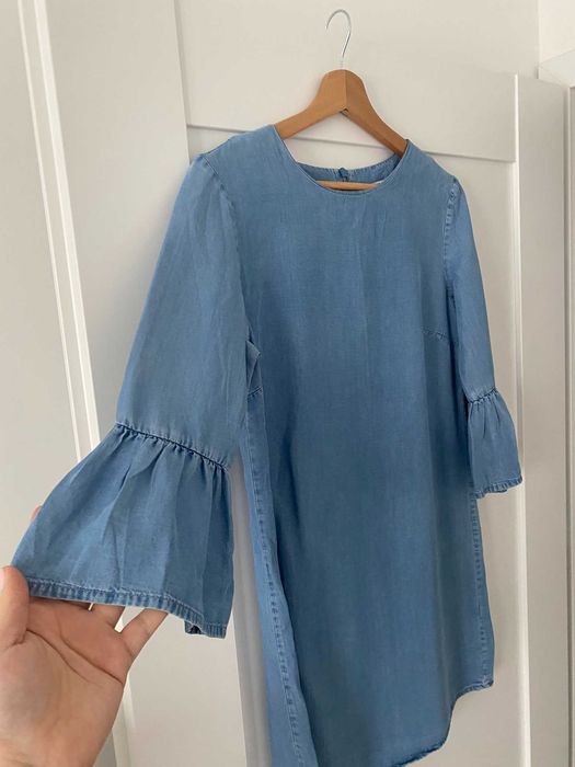 Zara błękitna sukienka lyocell 36 S
