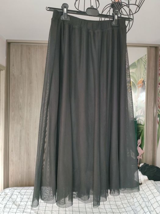 Czarna tiulowa spódnica maxi handmade