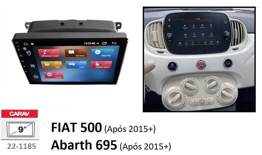 (NOVO) Rádio 2DIN • FIAT • ABARTH • 500 • 500L • 500X • Android 4+64GB