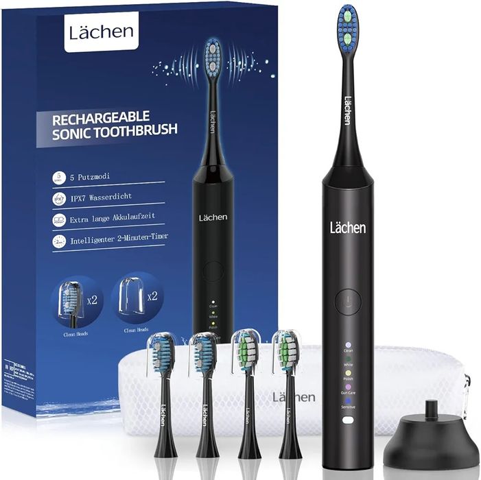 Lächen Elektryczna szczoteczka do zębów 5 trybów pracy 4 końcówki