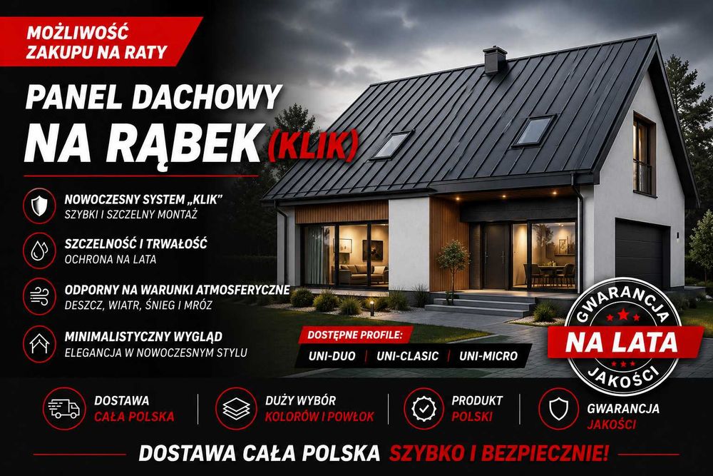 Panel na rąbek KLIK | Nowoczesne pokrycie dachowe | Producent