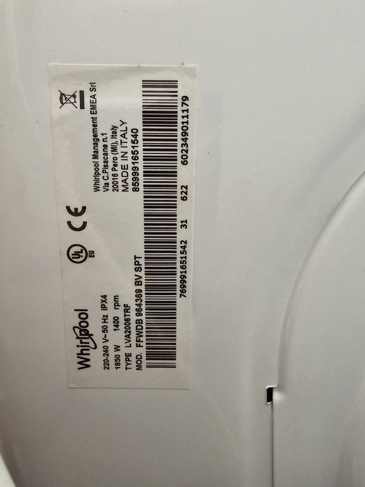 Maquina de lavar Roupa WHIRLPOOL 9KG-1400rpm