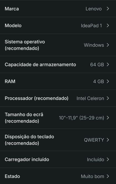 Computador portátil Lenovo ideapad