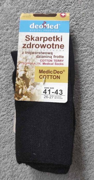 Skarpetki zdrowotne deoMed frotte, rozm 41-43 czarne