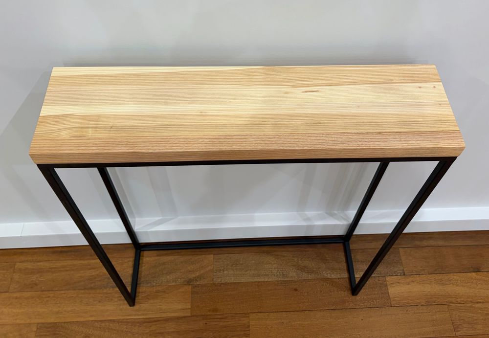 Konsolka jesionowa z metalowymi nogami 68x18 LOFT RUSTIC