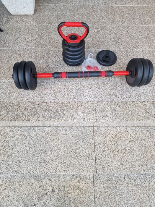 conjunto multifuncional de halteres ajustáveis,  kit 4 em 1 ou 5 em 1.O