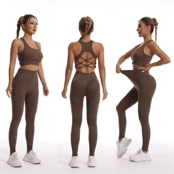 Костюм для спорту фітнесу лосини та топ з ефектом пуш ап
