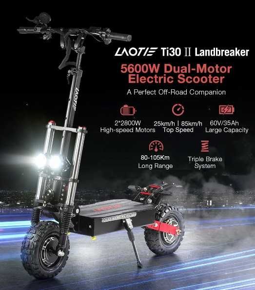 LAOTIE Ti30-II Trotinete Eletrica Motor Duplo 2800*2. total de 5600W