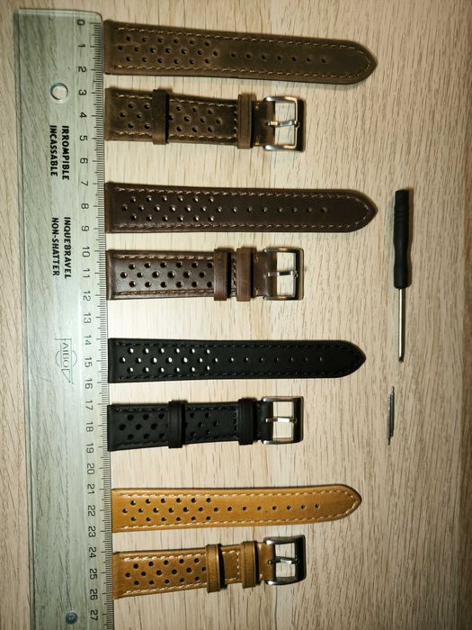 Braceletes em pele genuína, 20 e 22mm, Novas