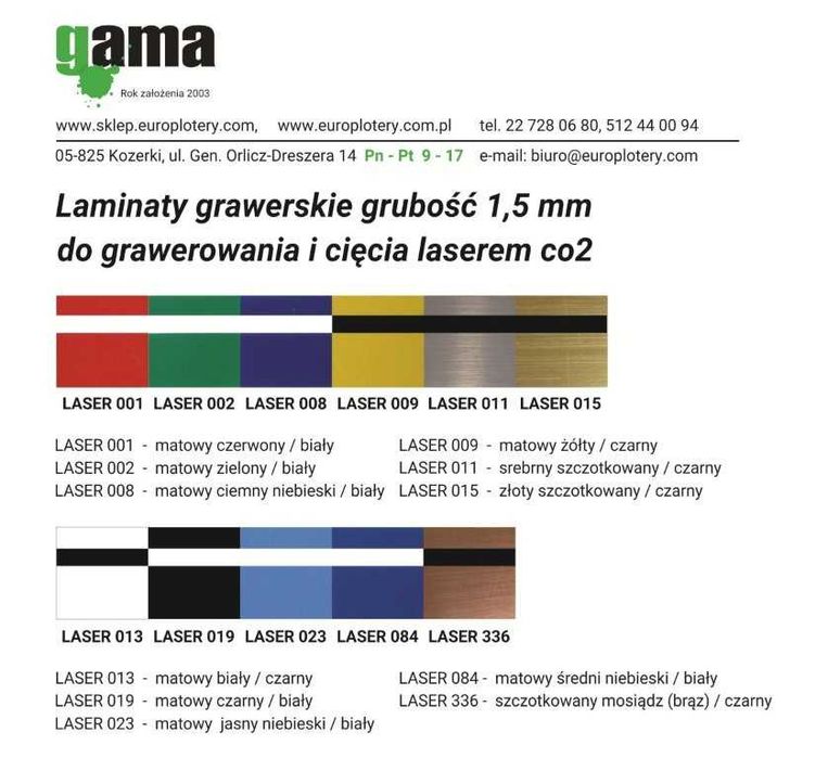Laminat grawerski laser co2 laminaty do grawerowania laserem