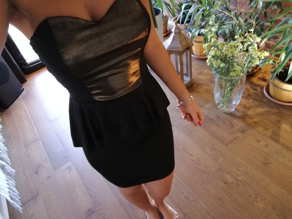 Sukienka z baskinka r. S, Sukienka sylwestrowa bez ramiączek