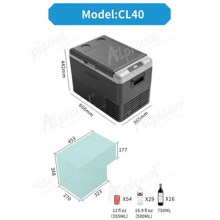 Компресорний автохолодильник Alpicool CL40G (37 літрів), (12, 24, 220 вольт) (Безкоштовна доставка)