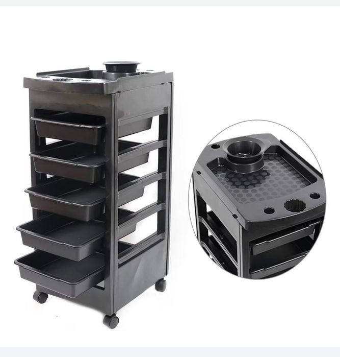 Перукарський візок столик тумба з чашею для фарби на коліщатках