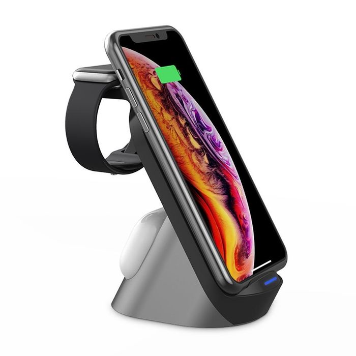 Ładowarka Indukcyjna 3W1 H18 Wireless Charging Station Black