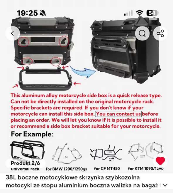NOWE Aluminiowe kufry boczne do motocykla motocyklowe 38L