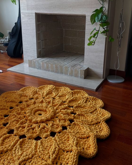 Tapete crochet amarelo