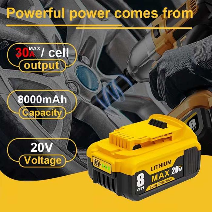 Батарея 8Ah 20V MAX для DeWalt XR Змінний акумулятор для DCB205/DCB206