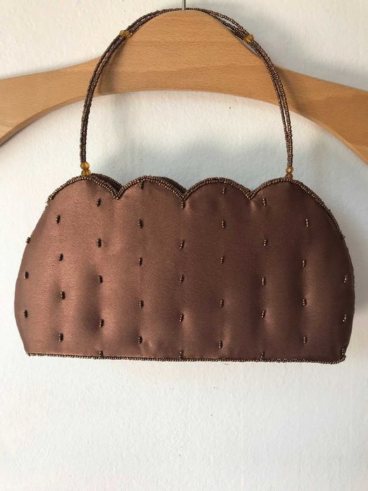 Miedziana cekinowa torebka vintage Aldo koraliki