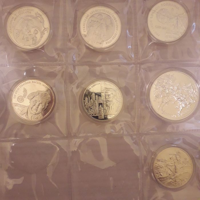 Monety kolekcjonerskie srebrne polskie od 1995 do 2003 r. (komplet)