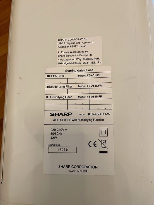 Sharp KC-A50EUW, oczyszczacz z nawilżaczem.