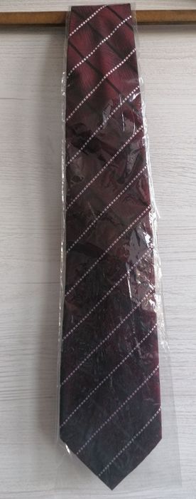 Elegancki krawat męski długi Verdena burgundowy w skosy Nowy