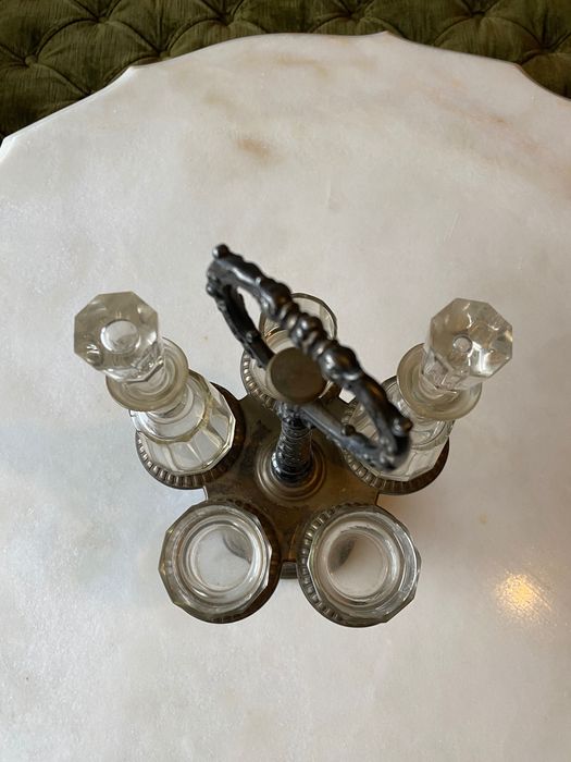 Licoreira Galheteiro Casquinha Prata Cristal Campainha incrível 31 cm