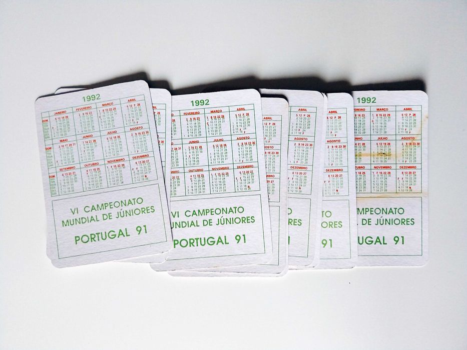 9 calendários CAMPEONATO MUNDIAL de JUNIORES 91 | lote futebol 1992