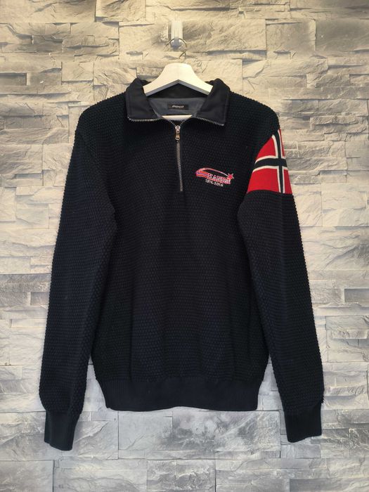 Sweter Wełniany Holebrook Wełna Granatowy Half-Zip XS
