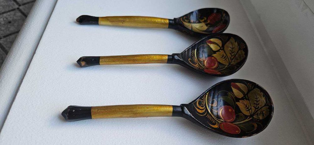 Деревянные ложки антикварные Петриковская роспись, ручная работа. СССР