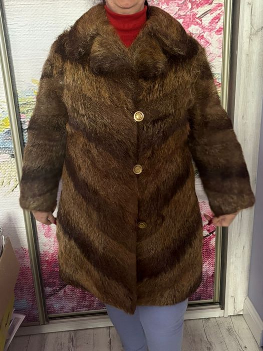 Futro damskie z nutrii w jodełke L