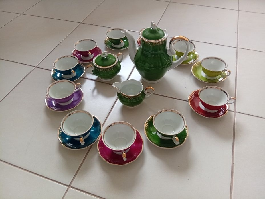 Polska porcelana lata 60 Karolina duży zestaw stan perełka