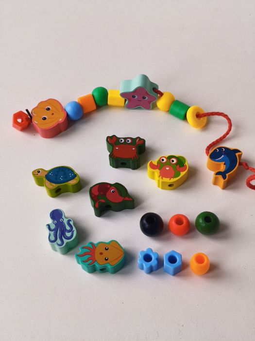 Набір дерев'яної рибалки. Годинник. Шнурівка. Абетка.