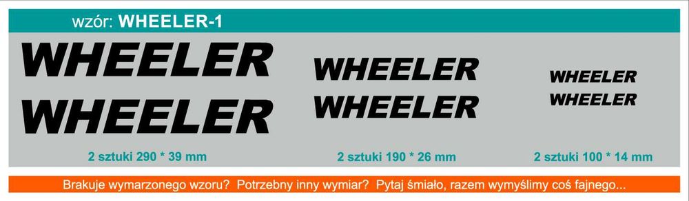 WHEELER naklejki zastępcze na rower komplet 6 sztuk