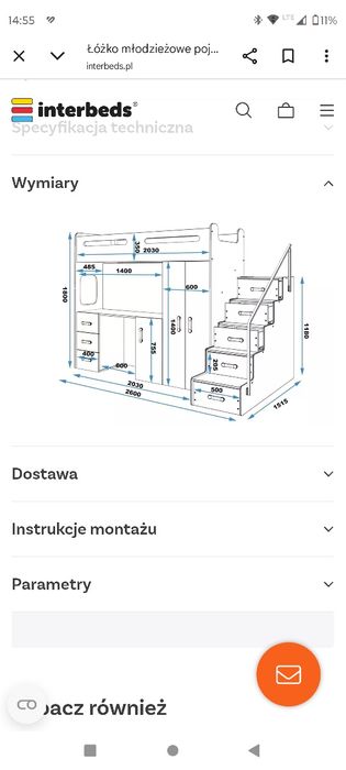 Łóżko piętrowe z biurkiem,szafą,szafkami i szufladami, dla dziewczynki