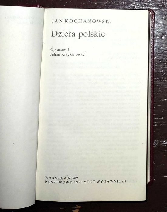 Jan Kochanowski Dzieła Polskie PIW 1989