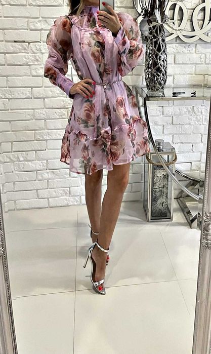 Sukienka mini kwiatowa falbanki uni missguided