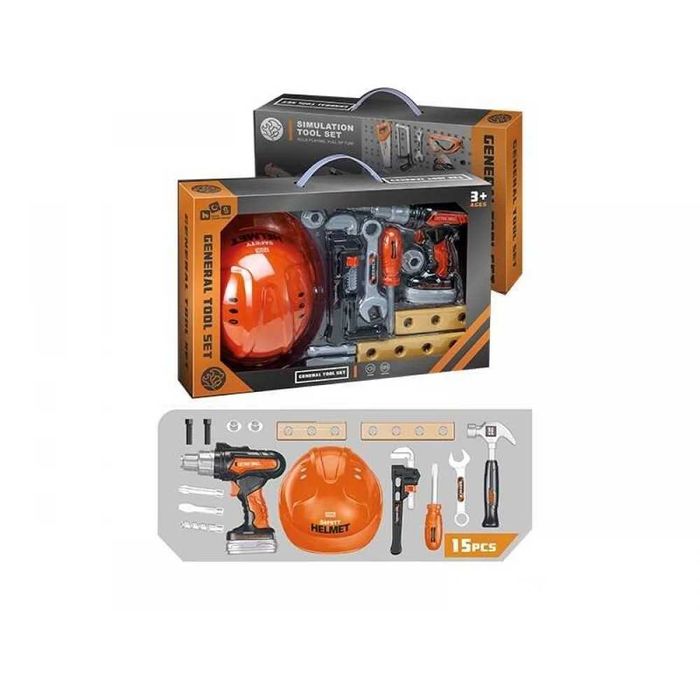 Дитячий набір інструментів з дрилем на батарейках та каскою