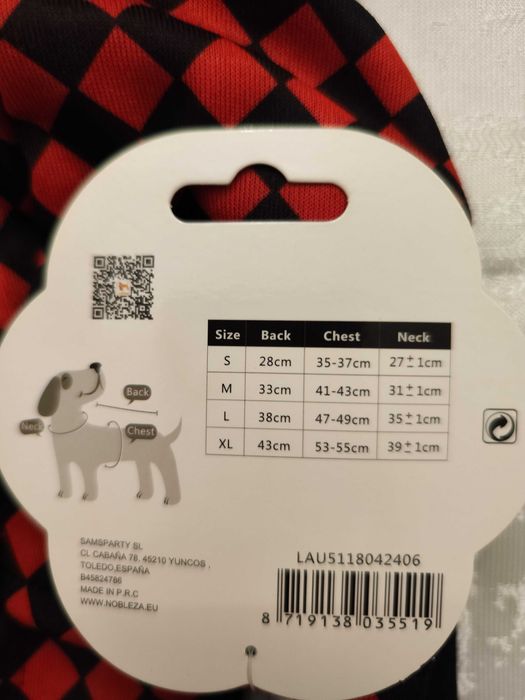 Roupa para Cão Estilo Joker – Preta e Vermelha - L - novo