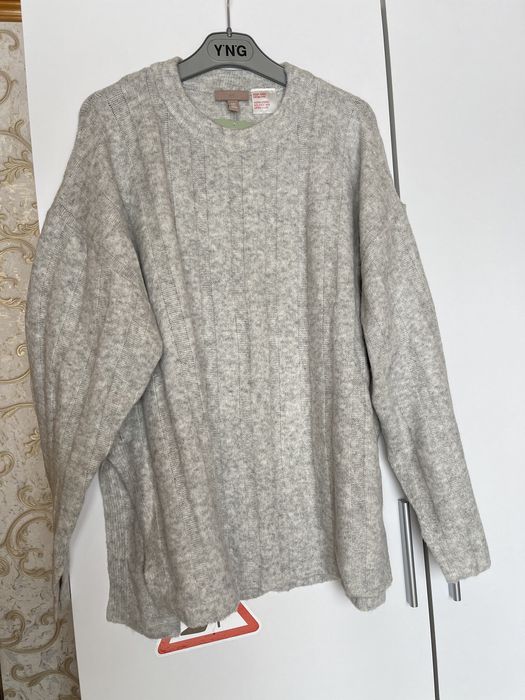 Теплий оверсайз костюм H&M сірий в рубчик , новий