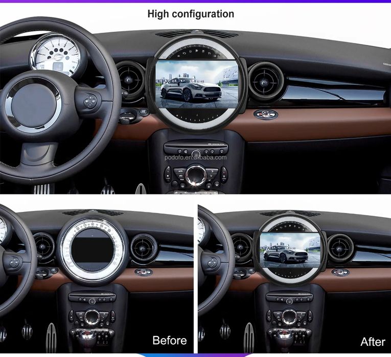 Rádio Android Mini R55 Clubman 2007-13 CARPLAY WIFI GPS 4/64GB BT novo