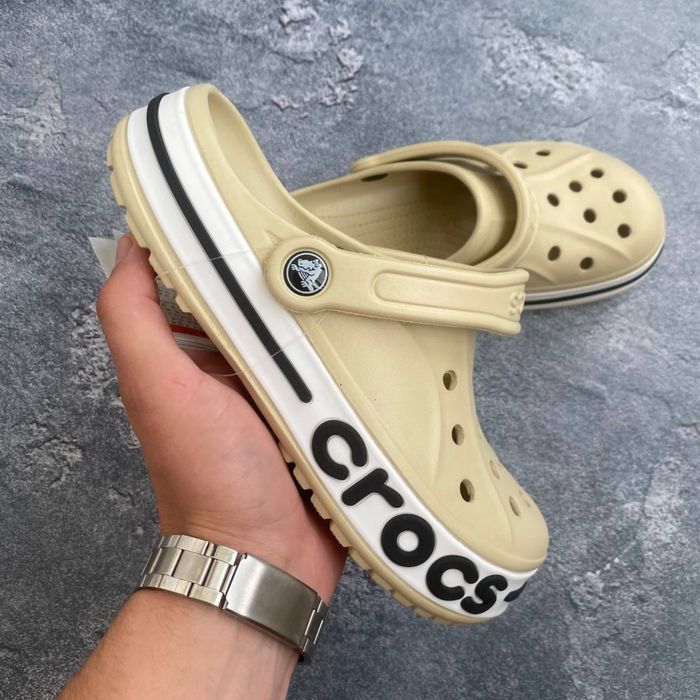 ОРИГИНАЛ Crocs bayaband кроксы женские тапочки с закрытым носком новые бежевые