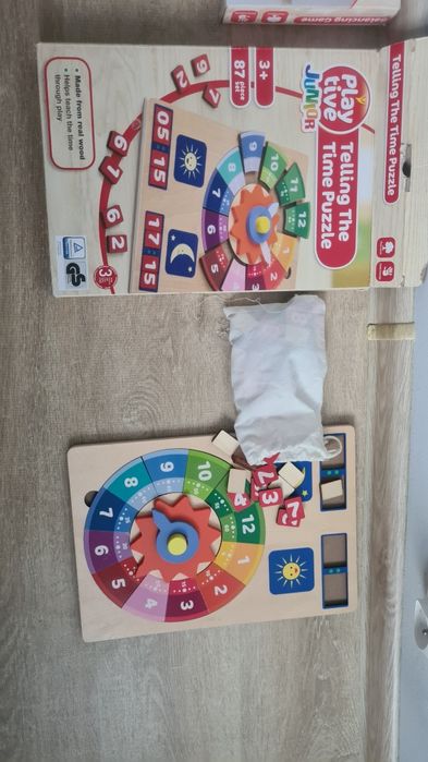 Zestaw 2 gier drewnianych balansująca biedronka nauka zegarka playtive