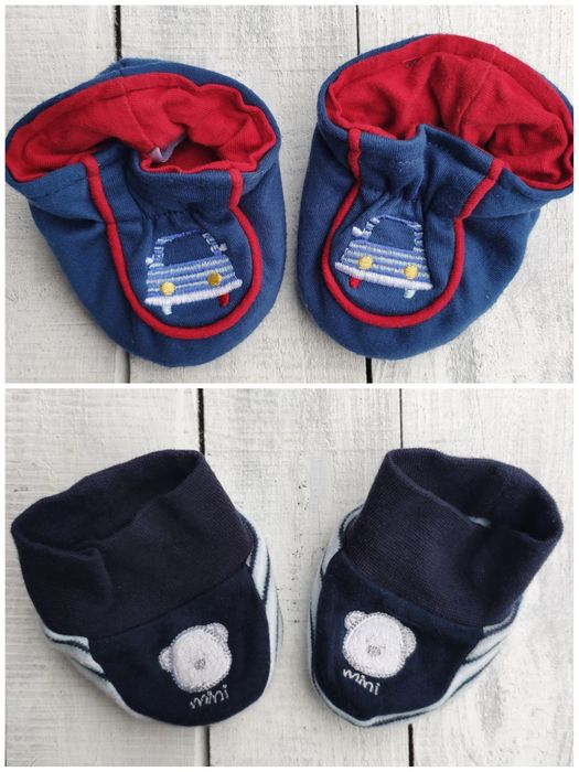 Пинетки, носочки, тапочки  для новорожденных на мальчика. 0-3 мес