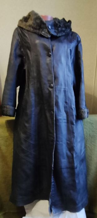 Кожаное пальто плащ р 54-58