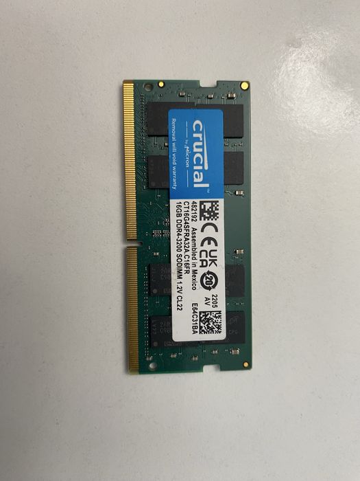 RAM Crucial 16GB DDR4 3200MHz CL22, nova, nunca usada