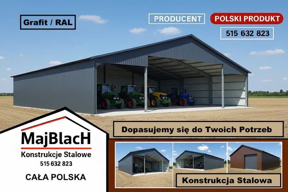 Wiata Stalowa /Hala/ Garaż Blaszany / Duży OTWARTY WJAZD – Maj-BlacH
